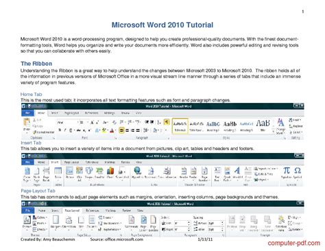 Microsoft Word 2010 Tutorial Exercises Mssroomb2012
