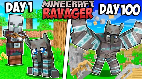 I Survived 100 Days In Minecraft As A Ravager Youtube