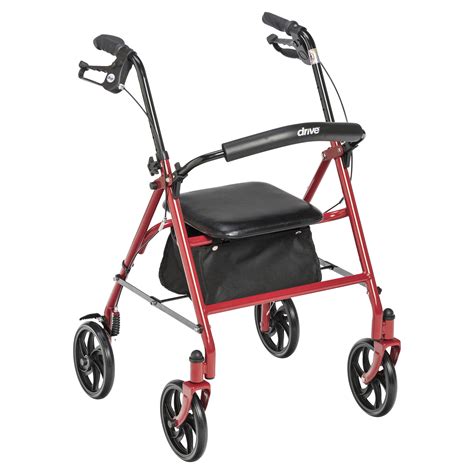 Drive Medical 4 Wheel Rollator Rolling Walker With Fold Up Removable