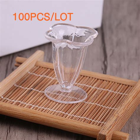 Tanduzi Wholesale 100pcs Miniature Cups Clear Mini Fake Cup Pvc Parfait