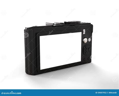 Black Modern Compact Digital Photo Camera Back View Stock