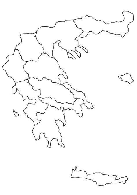 Grécka mapa na vyfarbenie k vytlačeniu a online
