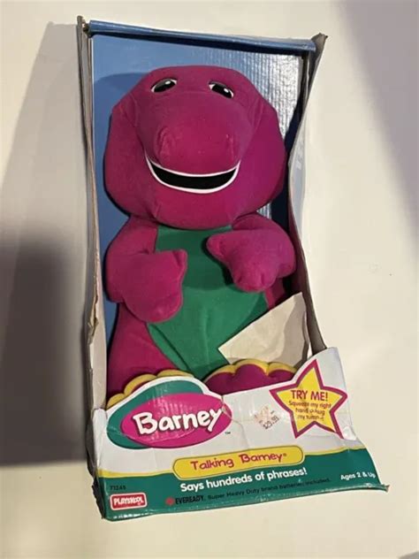 Vintage 1992 1996 Talking Barney Purple Dinosaur Plush 71245 Playskool