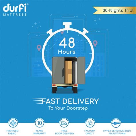An Advertisement For The Fast Delivery Service From Dufri Mattresses