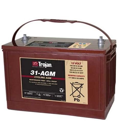 Trojan T31 Agm 12v 100ah Group 31 Deep Cycle Agm Battery