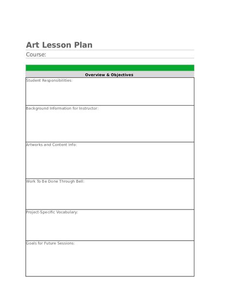 Art Lesson Plan Fill Online Printable Fillable Blank Pdffiller