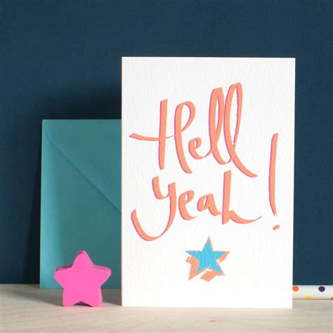 Hell Yeah A Well Done Or Congratulations Card By Inkpaintpaper