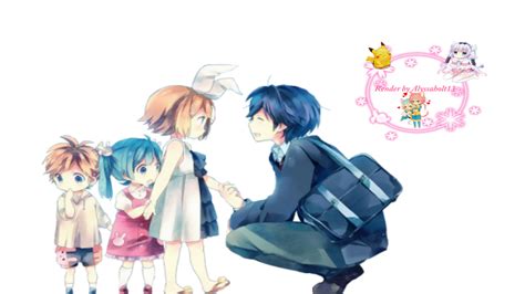 Kawaii Children Len Miku Rin And Kaito Vocaloid By Alyssaholt13 On