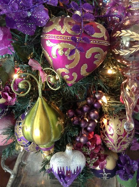 Pretty Purples And Greens And Gold Ornaments Christmas Ornaments