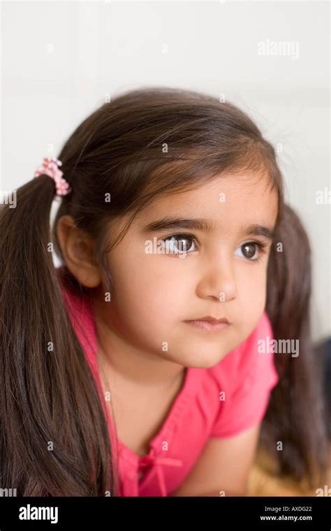 Portrait Of Four Year Old Indian Girl Uk Stock Photo Alamy