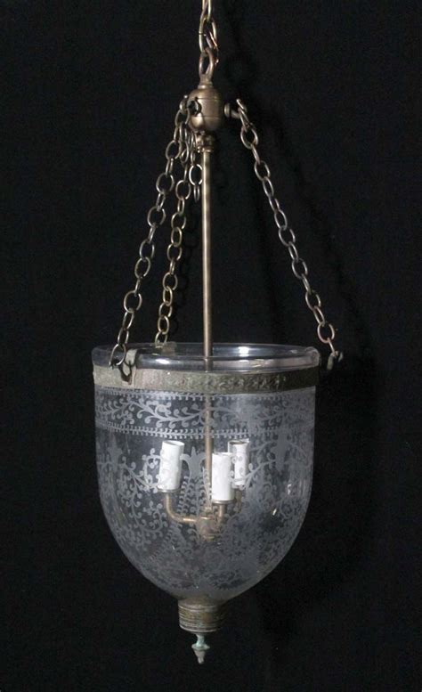 Antique Victorian 9 In Etched Glass Bell Jar Pendant Light Olde Good