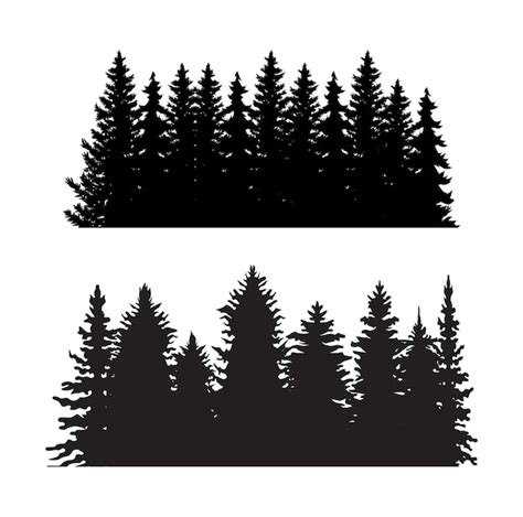 Premium Vector Vintage Trees And Forest Silhouettes Set