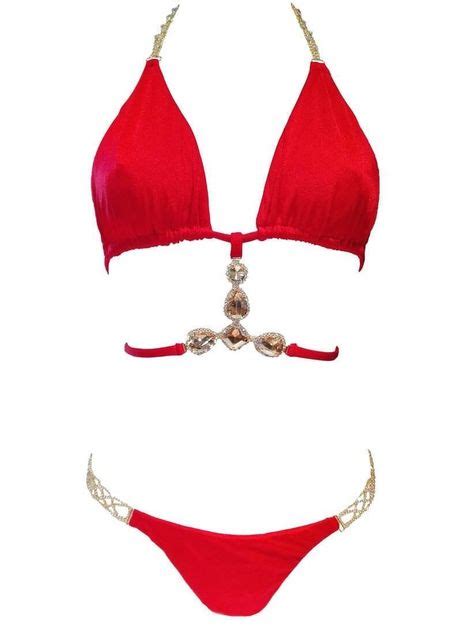 Decova S Red Strap Open Triangle Top Tango Bottom Bikini Red Bikini