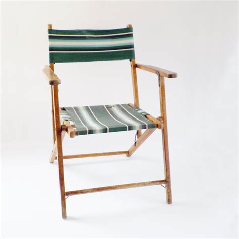 Best folding chairs for camping!!! Vintage Folding Wood and Canvas Camp Chair Striped Canvas ...