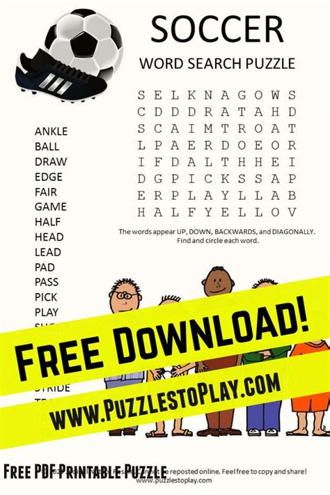 Soccer Word Search Puzzle Kids Word Search Free Printable Puzzles
