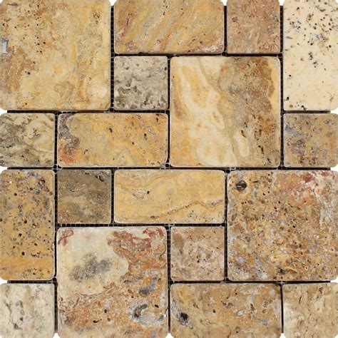 Scabos Tumbled Travertine Mini Pattern Mosaic Tile Non Interlocking