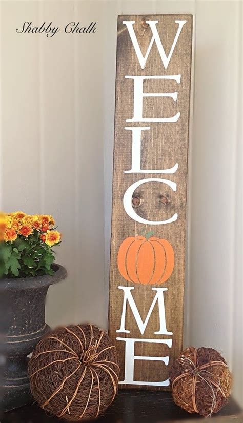 Fall Welcome Porch Sign W Pumpkin Etsy Fall Wood Signs Porch