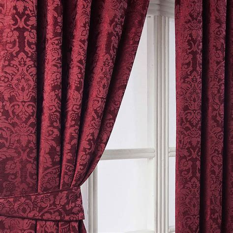 Velvet Jacquard Pencil Pleat Lined Ready Made Curtains Pair Grey Wine