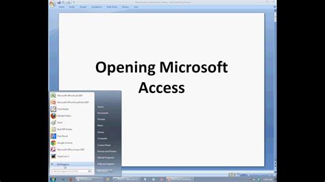 Opening Microsoft Access Step 1 Youtube