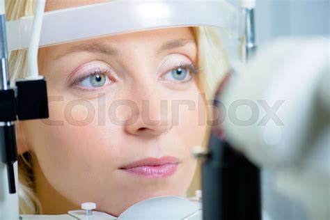 Lady Having Eye Examination Stock Image Colourbox