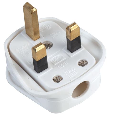 9518 13a White Pro Elec Power Entry Connector Uk Mains Plug 13 A