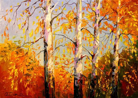 Autumn Birch Paintings By Olha Darchuk