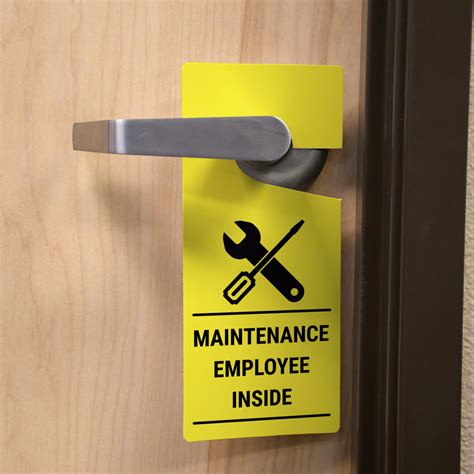 Maintenance Employee Inside With Icon Door Hanger