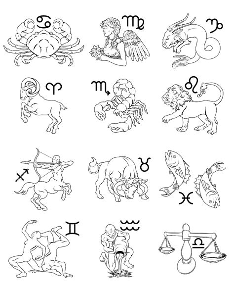 Zodiac Signs Astrology Horoscope Valentin Adult Coloring Pages