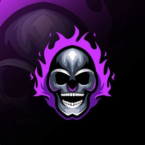 Head Skull Fire Mascot Logo Esport Design Premium Vector