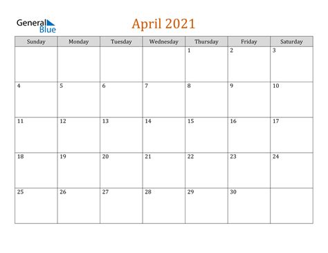 April 2021 Calendar Pdf Word Excel Calendar Template 2021