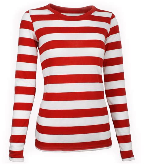 Long Sleeve Red White Striped Shirt Women S XXL Walmart