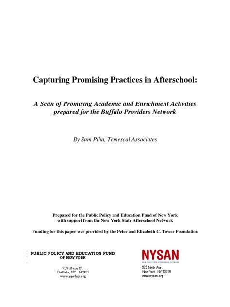 Capturing Promising Practices In Afterschool A Scan Of Promising