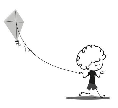 Boy Flying Kite Drawing Illustrations Royalty Free Vector Graphics