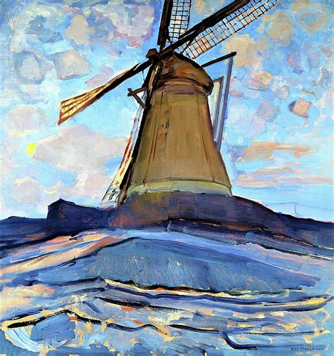Windmill Digital Remastered Edition Beach Sheet By Piet Mondrian Pixels
