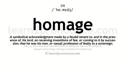 Pronunciation Of Homage Definition Of Homage Youtube