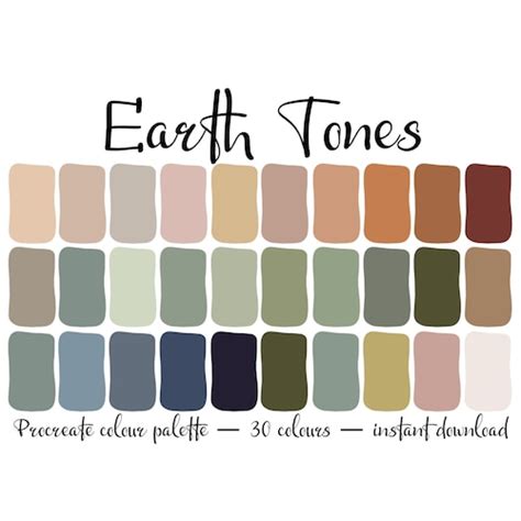 Earth Tone Colour Palette For Procreate Etsy