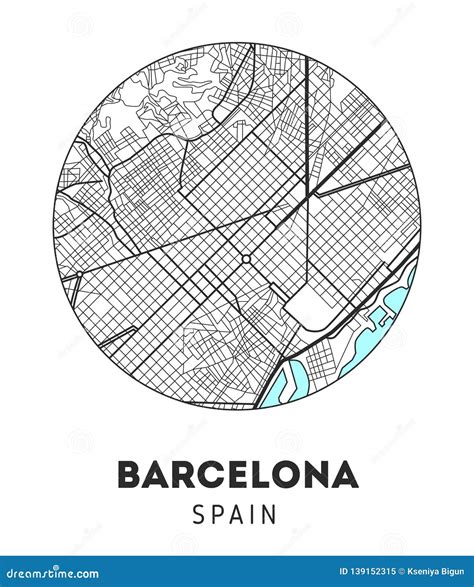 Vector City Map Of Barcelona Stock Vector Illustration Of Detail