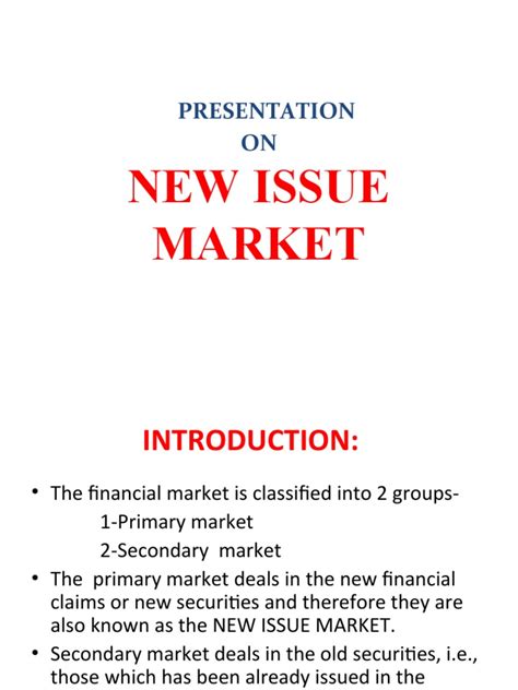 New Issue Market Presentation On Pdf Securities Finance