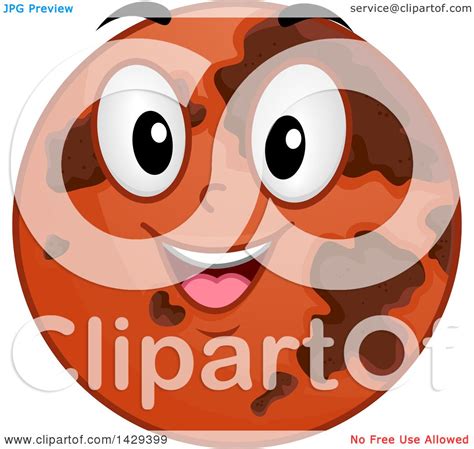 Clipart Of A Cartoon Happy Planet Mars Mascot Royalty Free Vector