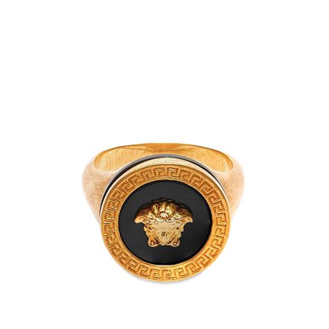 Versace Medusa Head Signet Ring Black And Gold End Ca