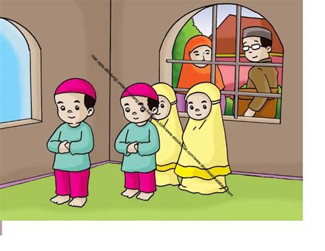 Gambar kartun orang lagi sholat keren bestkartun. Gambar Kartun Sholat Berjamaah Di Masjid