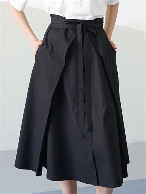 adorewe stylewe midi skirts zijue black cotton simple plain pockets midi skirt with belt