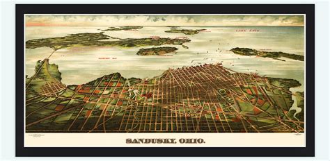 Odl Map Of Sandusky 1898 Ohio Panoramic View Vintage Map Vintage Maps