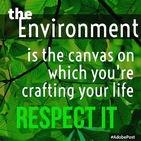 The Environment Is The Canvas On Which Youre Crafting Your Life