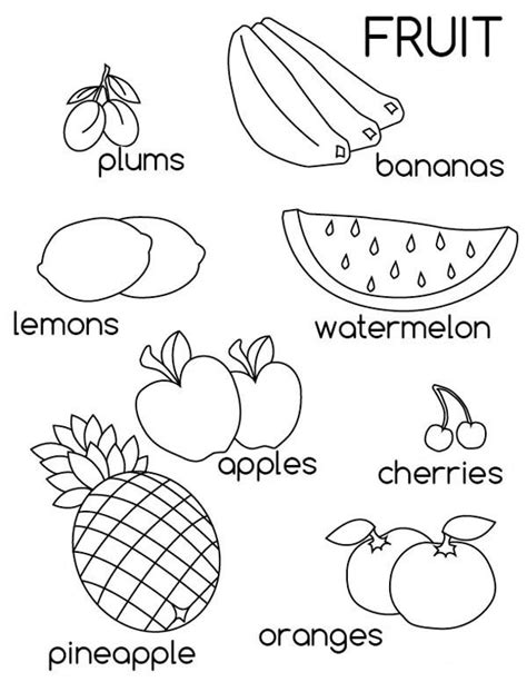 Fruit Picture Coloring Page for Kids - NetArt | Fruit coloring pages