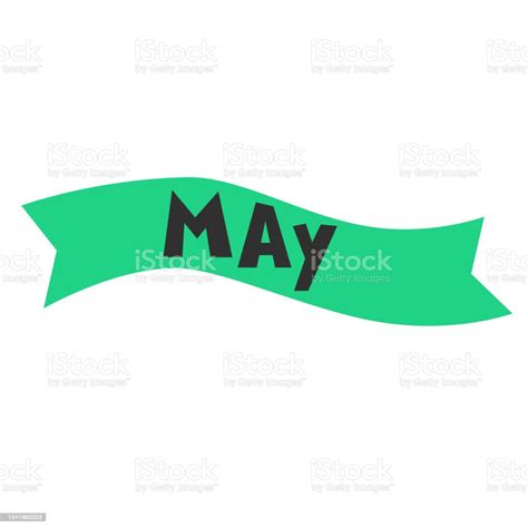 May Monthly Logo Handlettered Header In Form Of Curved Ribbon Stock