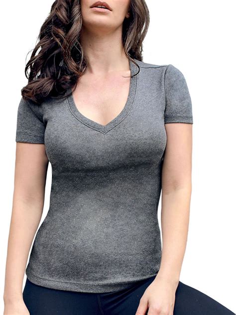 Members Mark Womens Short Sleeve V Neck Classic Ribbed Tee Cotton Blend T Shirt Ebay