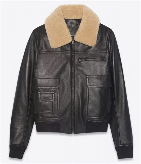 Mens Zip Up Aviator Bomber Jacket With Removable Fur Collar Jackets