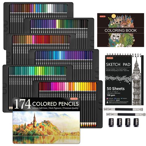 Buy 174 Colours Professional Coloured Pencils Shuttle Art Soft Core