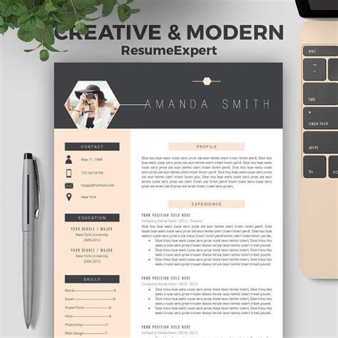 Creative Resume Template For Word 1 And 2 Page Resumes Cover Letter